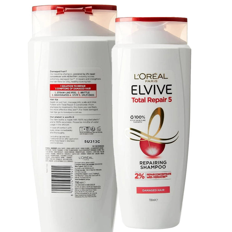 2pk L'Oreal Paris Elvive Total Repair 5 Shampoo 700mL + Wonder Treatment 200ml