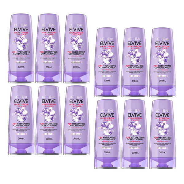 12x L'Oreal Paris Hyaluron Plump Conditioner Dehydrated Hair 300ml
