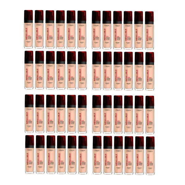 48pk L'Oreal Paris Infallible 32H Fresh Wear Foundation SPF 25 30ml - 145 Cool Rose
