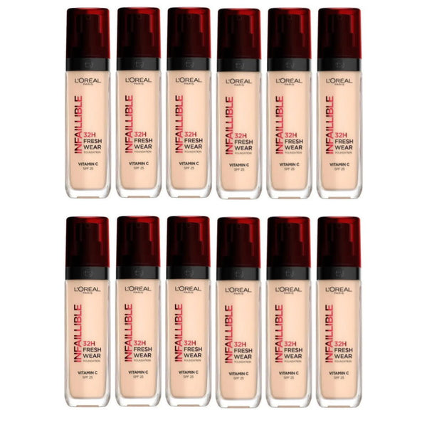 12x L'Oreal Paris Infallible 32H Freshwear Foundation 30ml Shade 20 Neutral