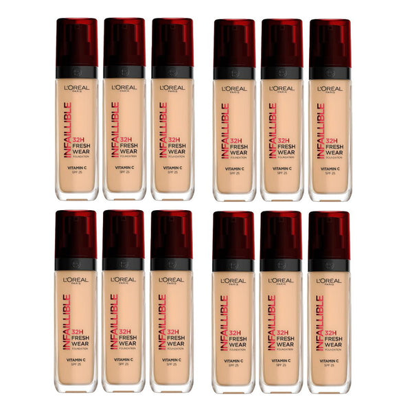 12x L'Oreal Paris Infallible 32H Freshwear Foundation 30ml 220 Sand / Neutral Undertone