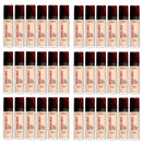 Multiple bottles of L'Oreal Infallible foundation with red caps on a white background