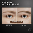 Before and after comparison of light brunette hair color on a person's eye area.