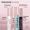 Lash Paradise mascara products with labels for washable, waterproof, primer, and extra black on a pink background. Discover why The Makeup Warehouse Group is the capital of cosmetics in Sydney Australia. 
