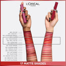 L'Oreal Paris lipsticks with swatches on arms and brand name displayed. Brisbane 