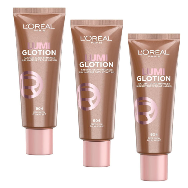 3x L'Oreal Paris Lumi Glotion 40ml 904 Deep Glow