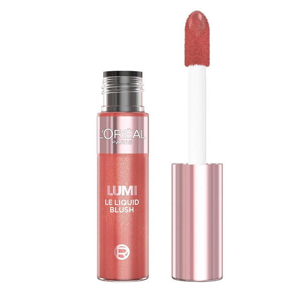 L'Oreal Lumi Le Liquid Blush with applicator on a white background