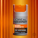 L'Oreal Men Expert Hydra Energetic moisturizer on an orange background