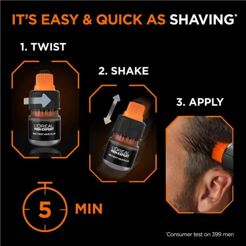 6x L'Oreal Paris Men Expert One Twist Hair Colour 03 Dark Brown