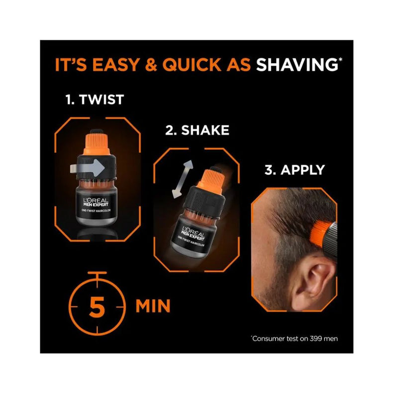 3x L'Oreal Paris Men Expert One Twist Hair Colour 05 Natural Brown