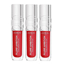 3x L'Oreal Paris Plump Ambition Hyaluron Lip Oil 380 Rouge In Love 5ml