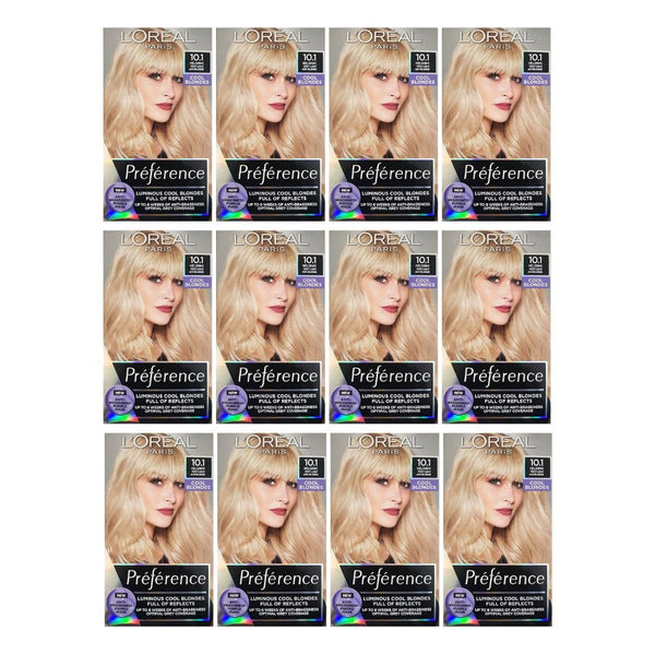 12x L'Oreal Paris Preference Permanent Hair Colour 10.1 Helsinki Very Light Ash Blonde