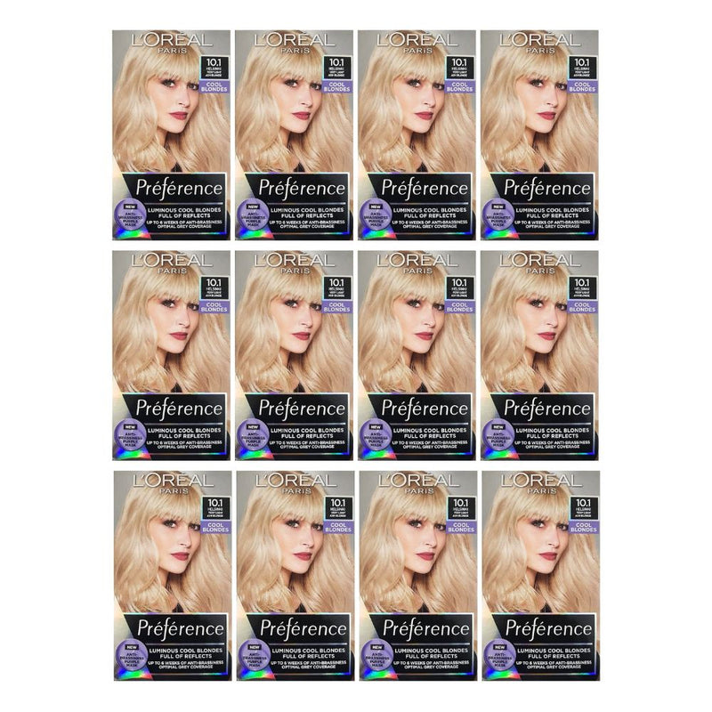 12x L'Oreal Paris Preference Permanent Hair Colour 10.1 Helsinki Very Light Ash Blonde