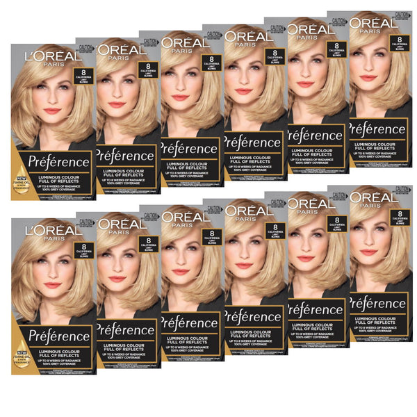 12x L'Oreal Paris Preference Permanent Hair Colour 8 California Light Blonde