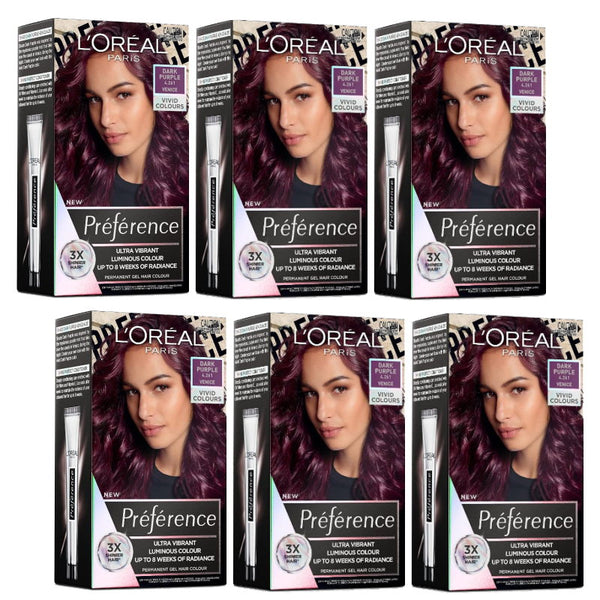 6x L'Oreal Paris Preference Vivids Permanent Hair Colour 4.261 Dark Purple