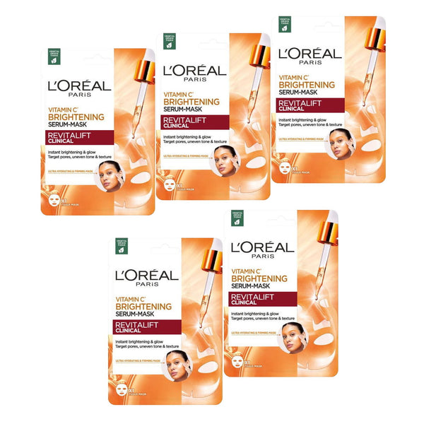 5x L'Oreal Paris Revitalift Clinical Vitamin C Brightening Serum Sheet Mask