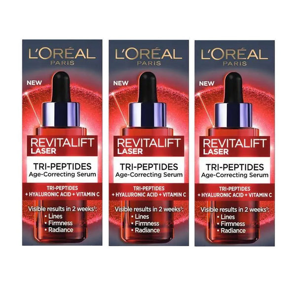 3x L'Oreal Paris Revitalift Tri-Peptides Laser Serum 50ml