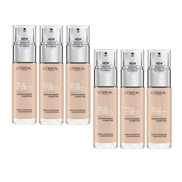 6x L'Oreal Paris True Match Liquid Foundation 2.R/2.C Cool Rose
