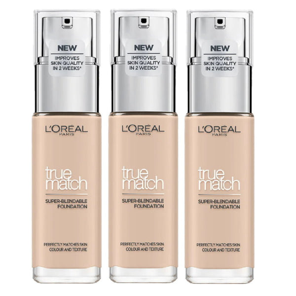 3x L'Oreal Paris True Match Liquid Foundation 2.R/2.C Cool Rose