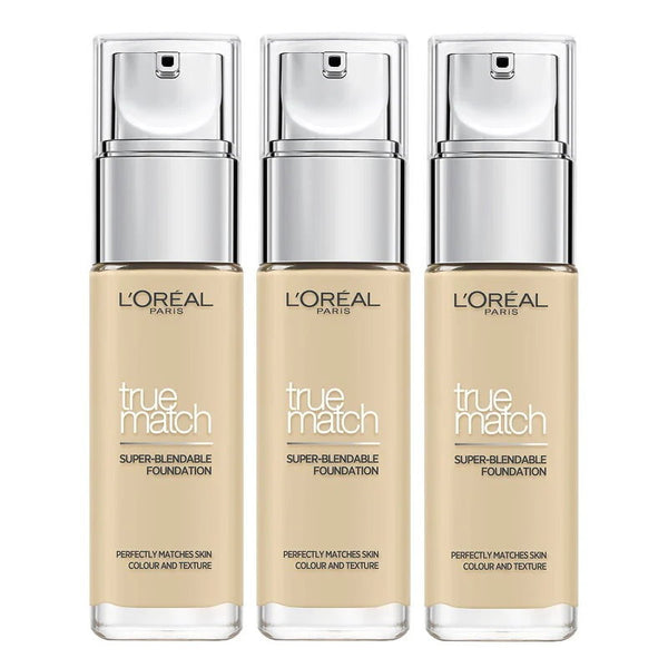 3x L'Oreal Paris True Match Liquid Foundation 30mL 1.D/1.W Warm Dore