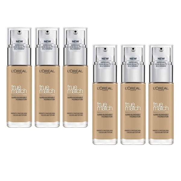 6x L'Oreal Paris True Match Liquid Foundation 3.D/3.W Warm Undertone