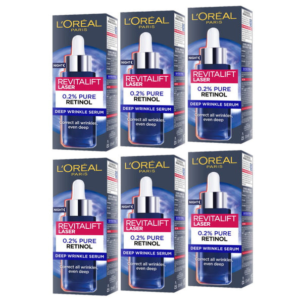 6x L'Oreal Revitalift Laser Pure Retinol Night Serum 30ml