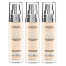 3x L'Oreal Paris True Match Liquid Foundation 30ml 1W Warm Golden Ivory (carded)