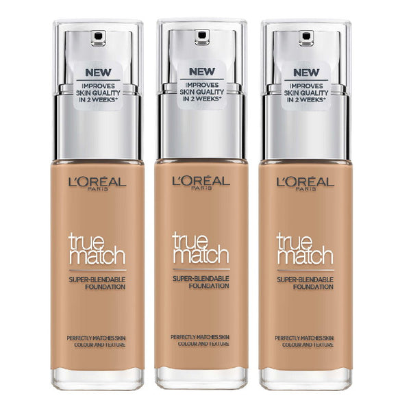 3x L'Oreal Paris True Match Liquid Foundation 30ml 4.5.N Neutral Undertone