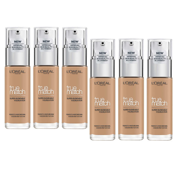 6x L'Oreal Paris True Match Liquid Foundation 30ml 4.5.N Neutral Undertone