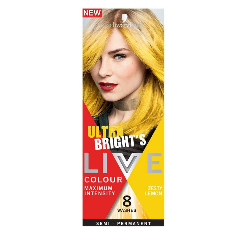 6x Schwarzkopf Live Colour Ultra Brights Semi-Permanent Hair Colour 8 Washers - Zesty Lemon