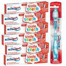 7pk Macleans Little Teeth Shark Toothbrush plus Toothpaste 4-6 years
