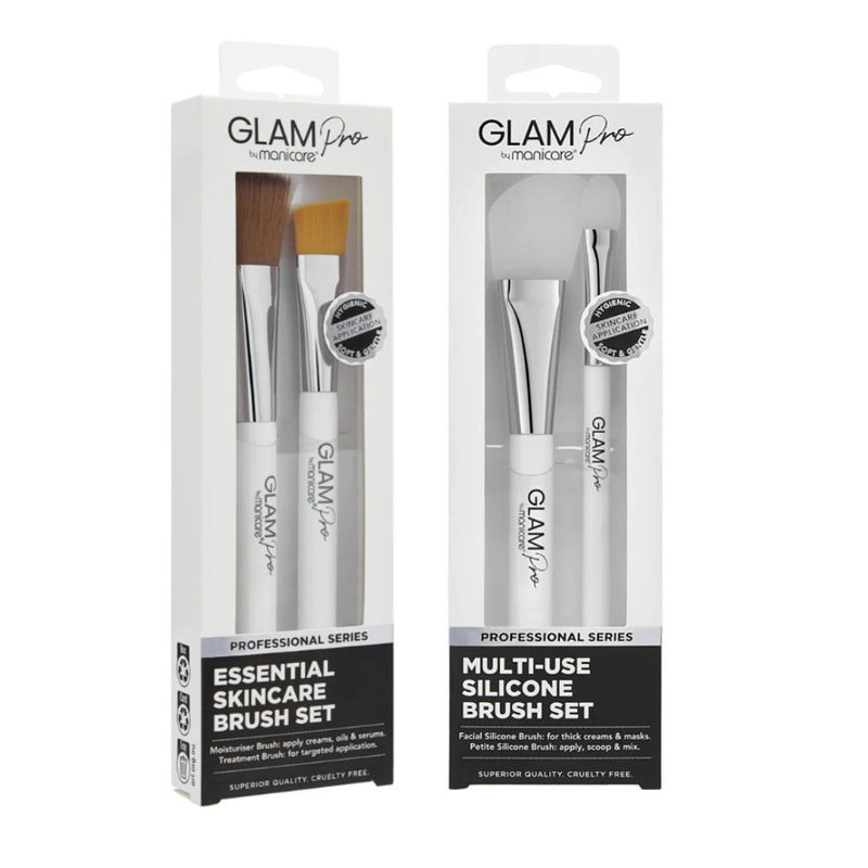 2pk Set Manicare Glam Pro Essential Skincare Brush Set + Silicone Brush Set