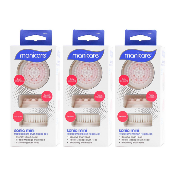 3x Manicare Sonic Mini Facial Cleanser Replacement Brush Heads 3 Pack