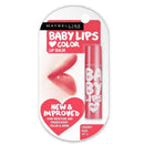 Maybelline New York Baby Lips Color Lip Balm in Cherry Kiss SPF 11, shown in its retail blister packaging against a white background.