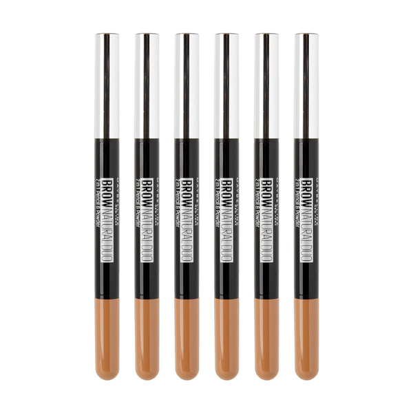 6x Maybelline Brow Natural Duo 2 in 1 Pencil and Powder Light Brown
