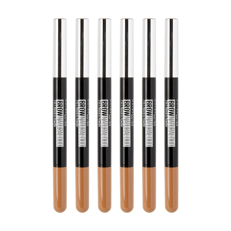 6x Maybelline Brow Natural Duo 2 in 1 Pencil and Powder Light Brown