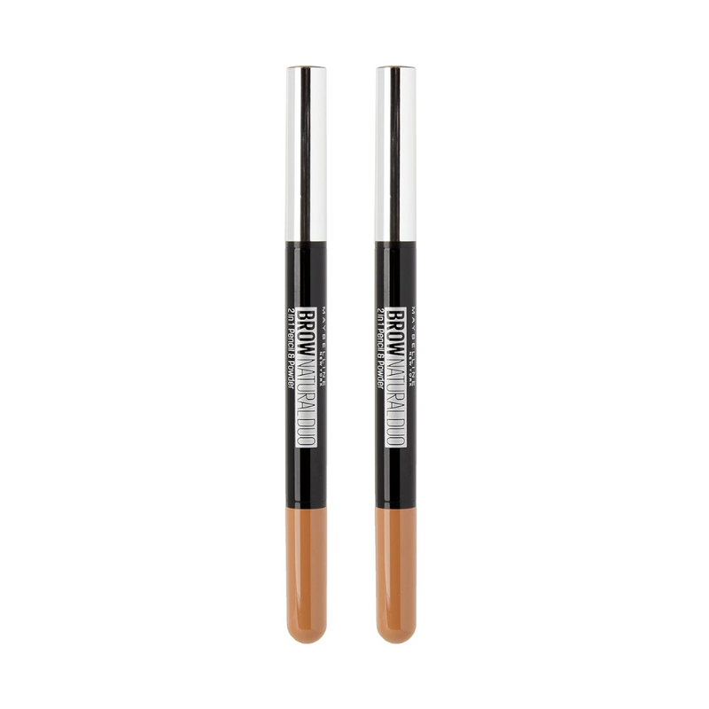 2x Maybelline Brow Natural Duo Define & Fill Duo Light Brown (Carded)