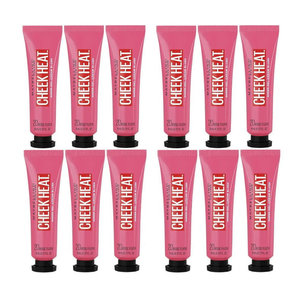 12x Maybelline Cheek Heat Sheer Gel Cream Blush 8ml 20 Rose Flush