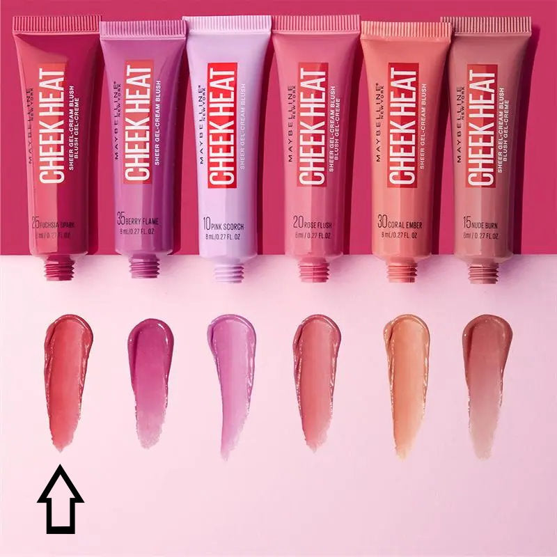 3x Maybelline Cheek Heat Sheer Gel Cream Blush 8ml 25 Fuchsia Spark