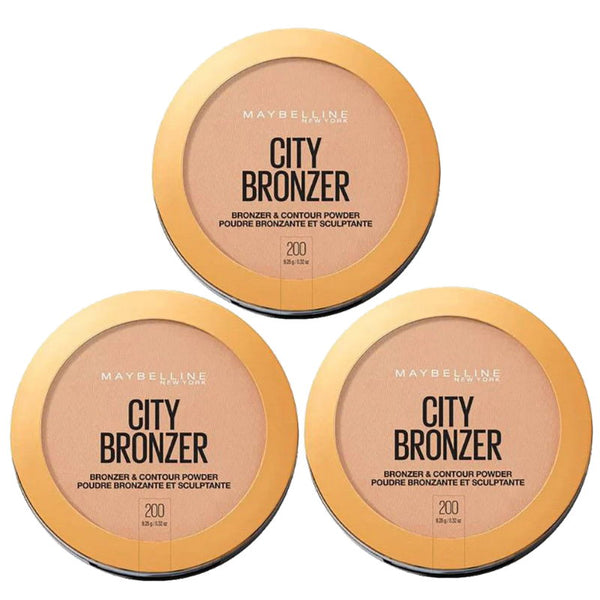 3x Maybelline City Bronzer & Contour Powder 8g 200 Medium Cool