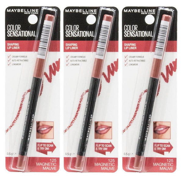 3x Maybelline Color Sensational Shaping Lip Liner - 125 Magnetic Mauve