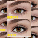 A collage of close-up eye photos showing eyelashes before and after application, with large yellow text reading BEFORE and AFTER over the center panels. - Maybelline Colossal Big Shot Volumizing Mascara - Blackest Black