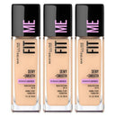 3x Maybelline Fit Me Dewy Smooth Foundation 110 Porcelain 30ml