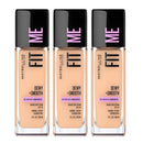 3x Maybelline Fit Me Dewy Smooth Foundation 125 Nude Beige 30ml