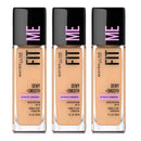3x Maybelline Fit Me Dewy and Smooth Liquid Foundation 30ml 225 Medium Buff