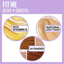 3x Maybelline Fit Me Dewy and Smooth Liquid Foundation 30ml 225 Medium Buff