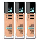 3x Maybelline Fit Me Matte Poreless Foundation 242 Light Honey 30ml