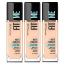 3x Maybelline Fit Me Matte Poreless Mattifying Liquid Foundation 30ml 115 Ivory