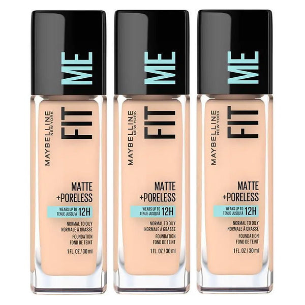 3x Maybelline Fit Me Matte Poreless Mattifying Liquid Foundation 30ml 115 Ivory