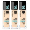 3x Maybelline Fit Me Matte Poreless Mattifying Liquid Foundation 30ml 118 Light Beige